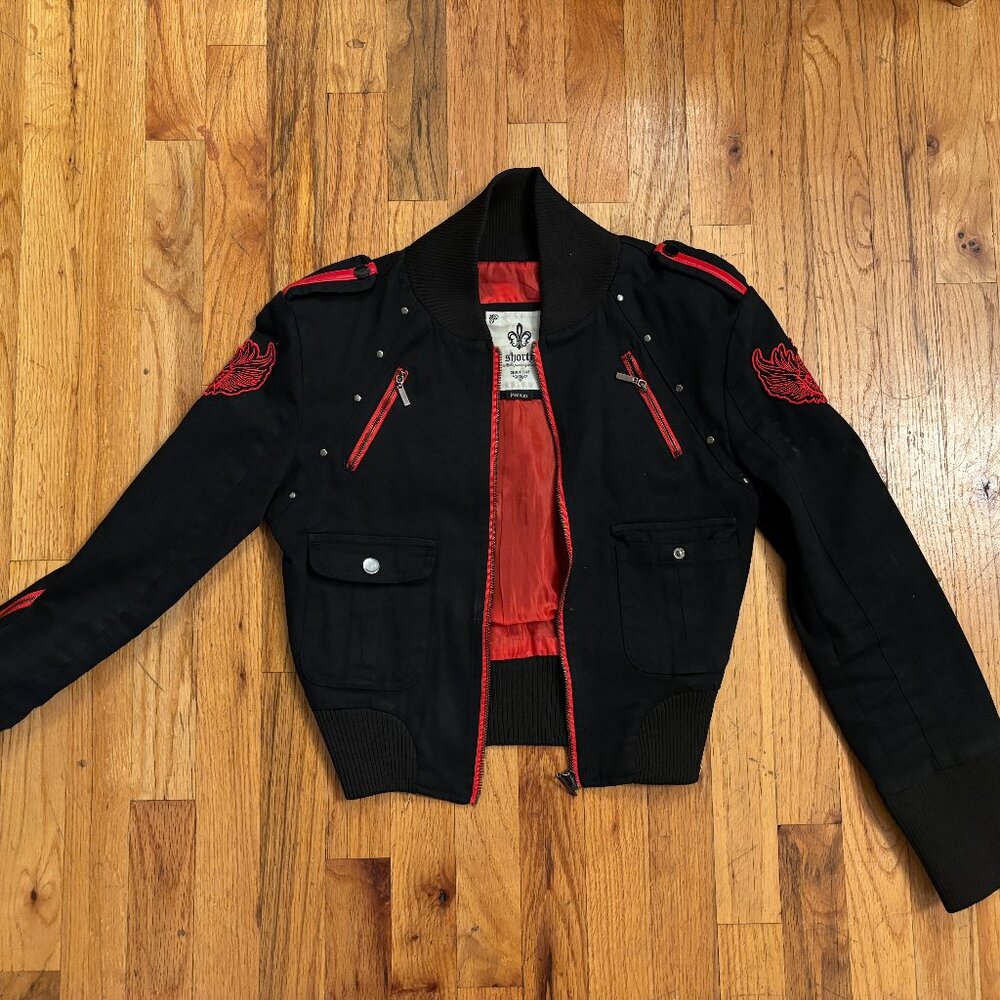 AMERICAN VINTAGE BLACK AND RED MOTORCYCLE JACKET